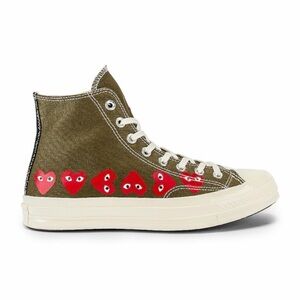 Comme des garçons sneakers - Olive High-Top Sneakers with Red Heart Detail